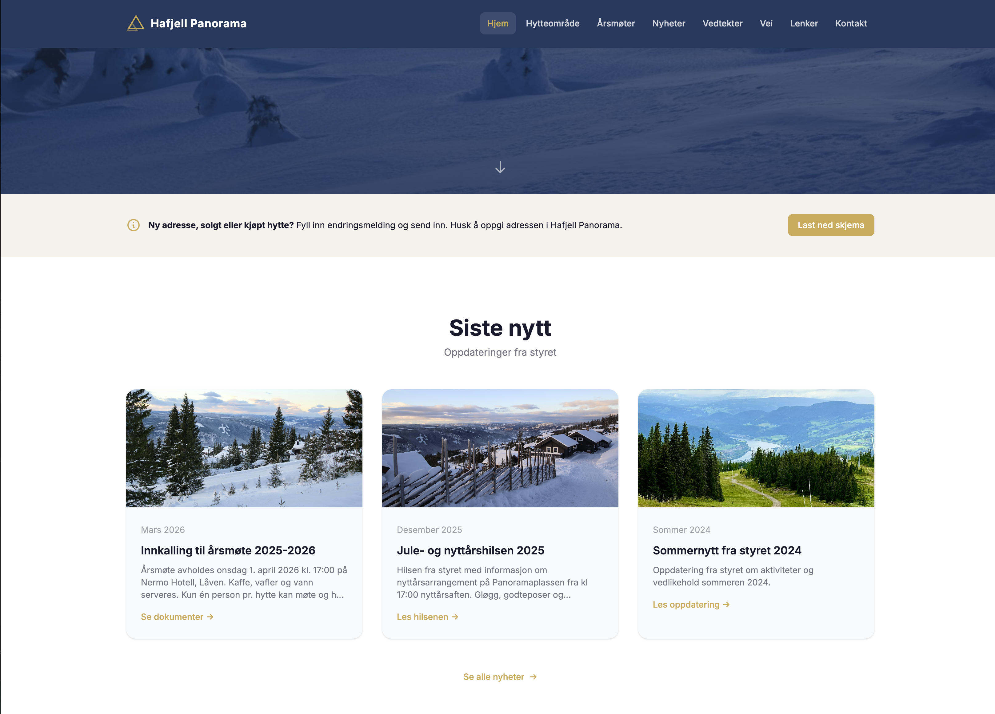 Hafjell Panorama — nettside